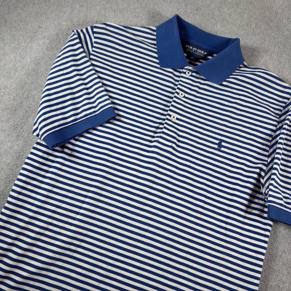 Polo Golf Ralph Lauren Shirt Mens S Blue White Striped Pima Cotton Pony Logo